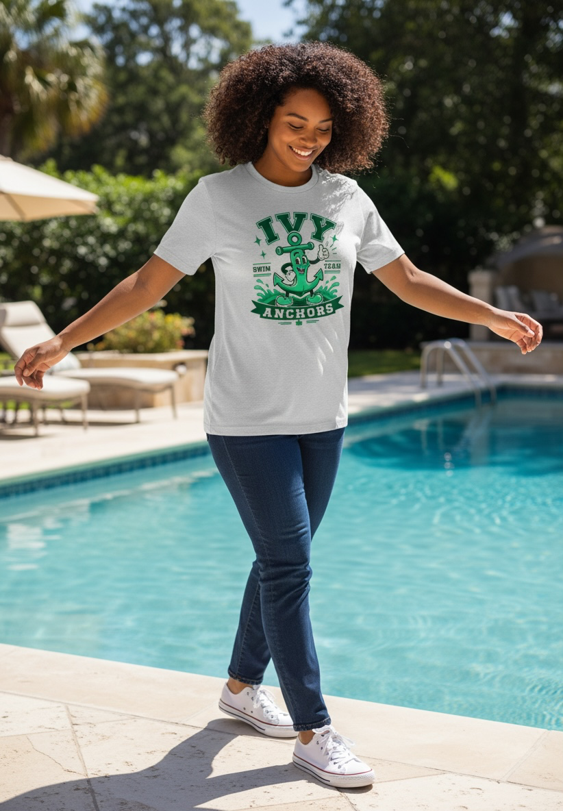 Ivy Anchors Swim Team Spirit Tee — Silver Dry Fit Jiffy