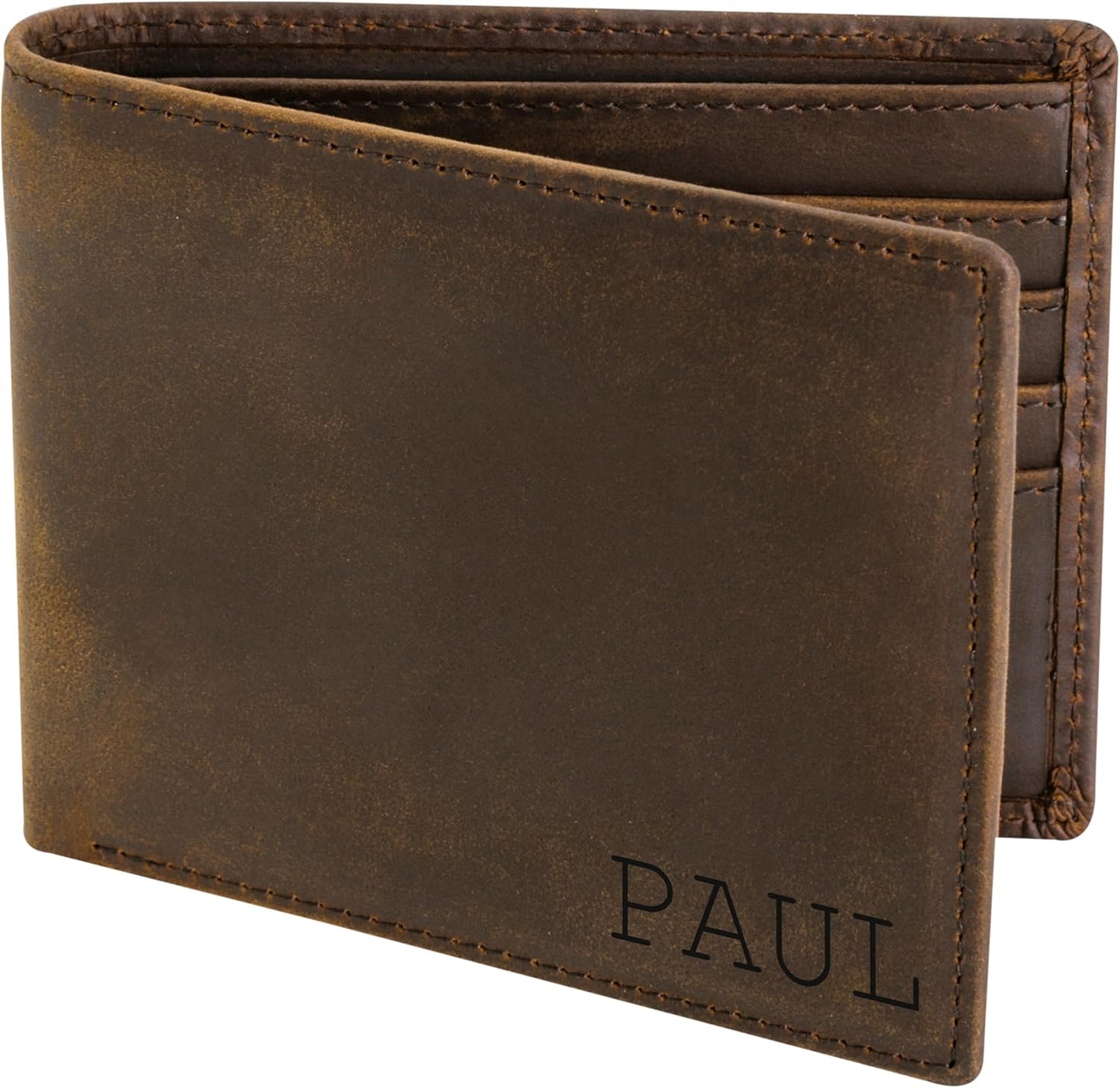 Personalized Leather Bifold Wallet for Men | Laser Engraved | RFID Blocking | Top Grain Argentine Leather | Custom Groomsmen & Gift-Ready