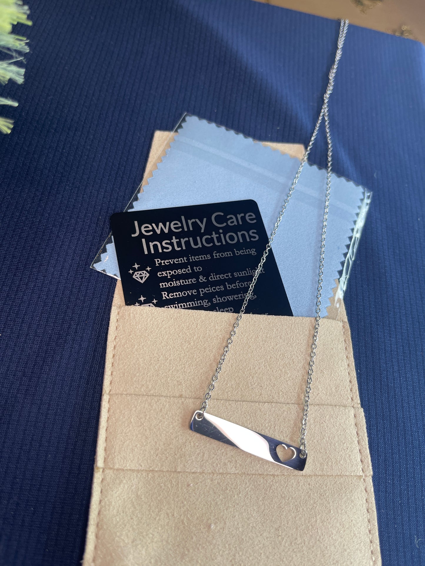 Heart Cutout Horizontal Bar Pendant Necklace