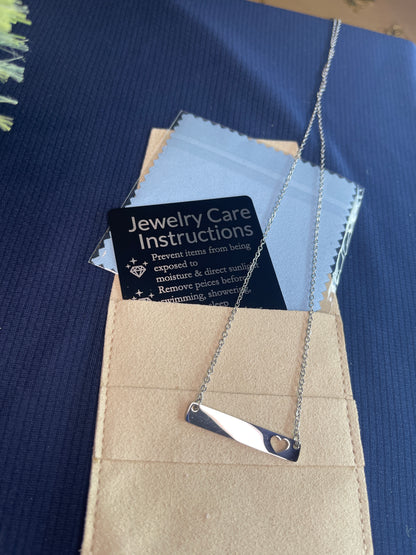Heart Cutout Horizontal Bar Pendant Necklace