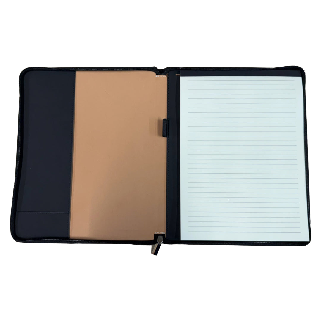 Leatherette Zippered Portfolio with Replaceable Paper Pad