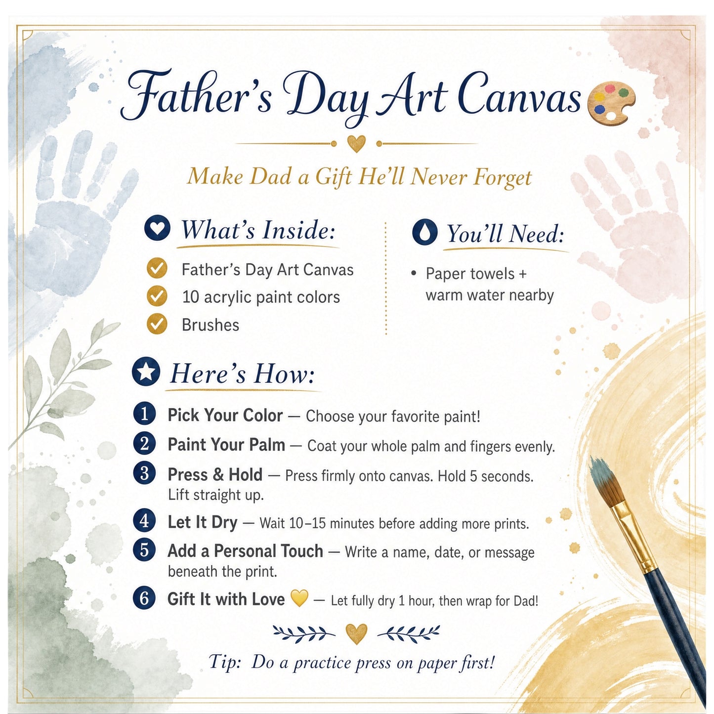 Father’s Day Handprint Canvas Kit – A Gift Straight from Little Hands