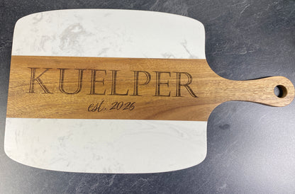 Marble + Acacia Serving Board – 5-Piece Gift Set