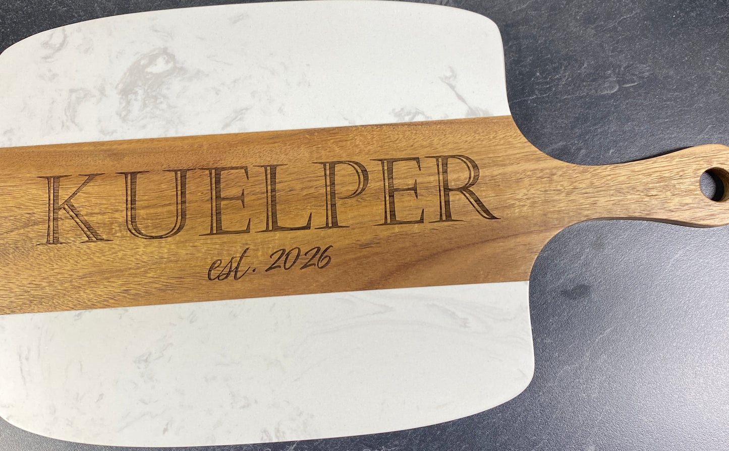 Marble + Acacia Serving Board – 5-Piece Gift Set