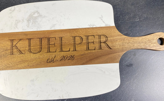 Marble + Acacia Serving Board – 5-Piece Gift Set MakerFlo