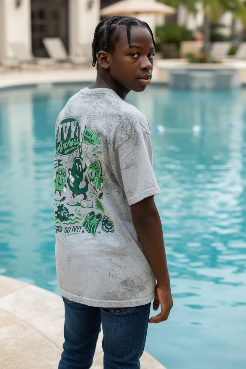 Ivy Anchors Swim Team Spirit Tee — Comfort Colors Tie Dye Jiffy