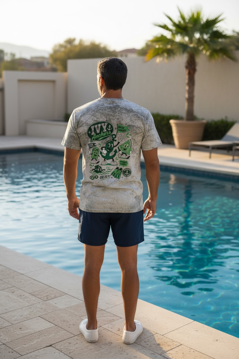 Ivy Anchors Swim Team Spirit Tee — Comfort Colors Tie Dye Jiffy