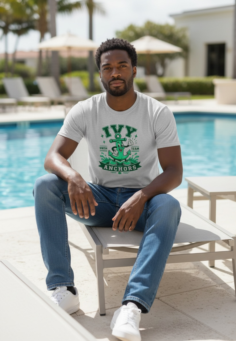 Ivy Anchors Swim Team Spirit Tee — Silver Dry Fit Jiffy