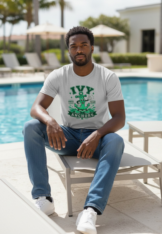 Ivy Anchors Swim Team Spirit Tee — Silver Dry Fit Jiffy