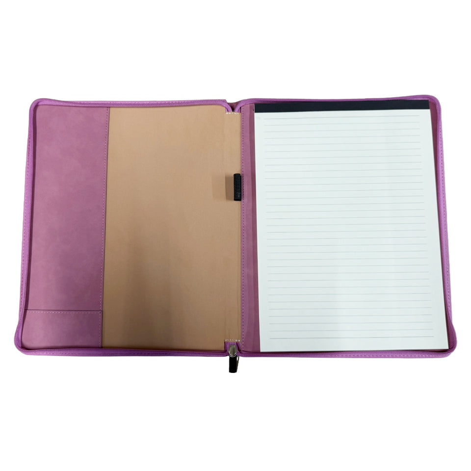 Leatherette Zippered Portfolio with Replaceable Paper Pad