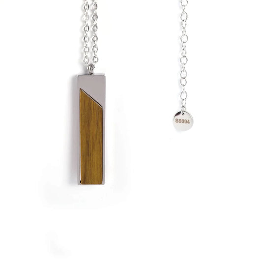 Vertical Bar Wooden Pendant Necklace