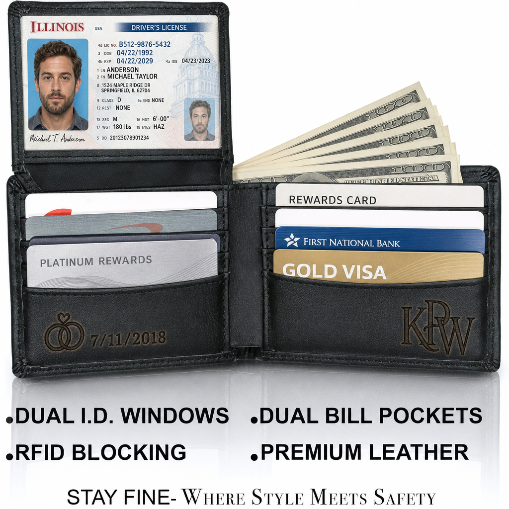 Personalized Leather Bifold Wallet for Men | Laser Engraved | RFID Blocking | Top Grain Argentine Leather | Custom Groomsmen & Gift-Ready